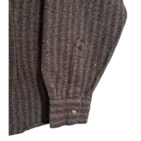 Vintage Woolrich Womens Medium Wool Button Up Shirt Jacket Striped Long Sleeve - Picture 8 of 11